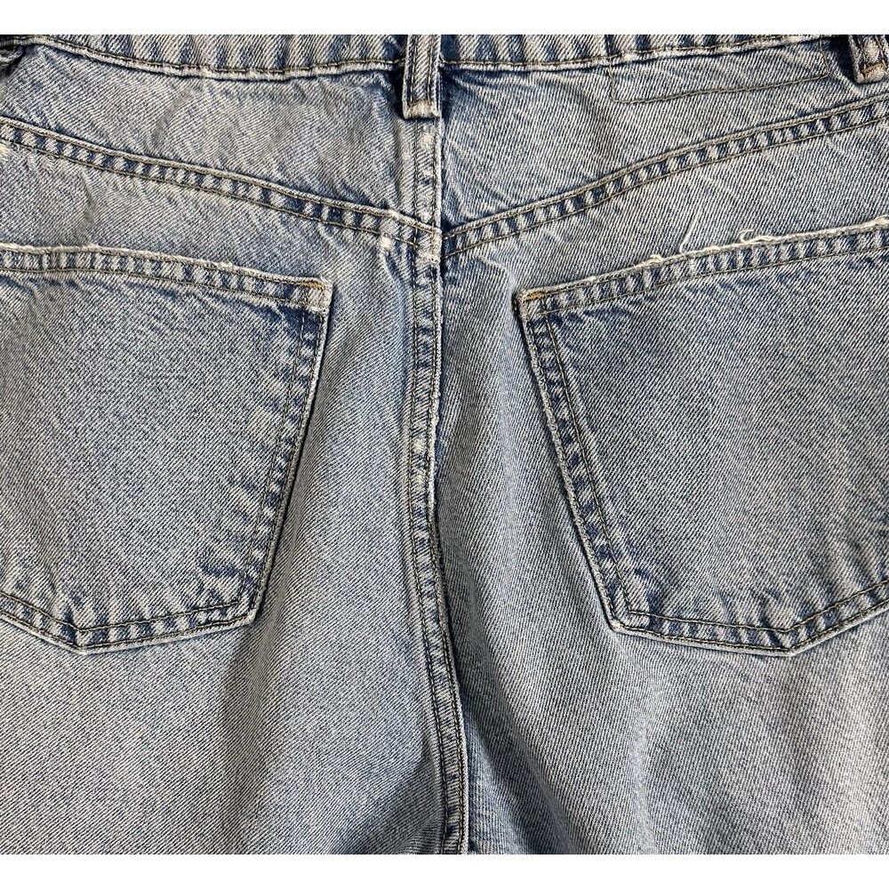 Zara Women’s Size 6 Straight Leg High Rise Light Wash Distressed Denim Jeans - Picture 7 of 12